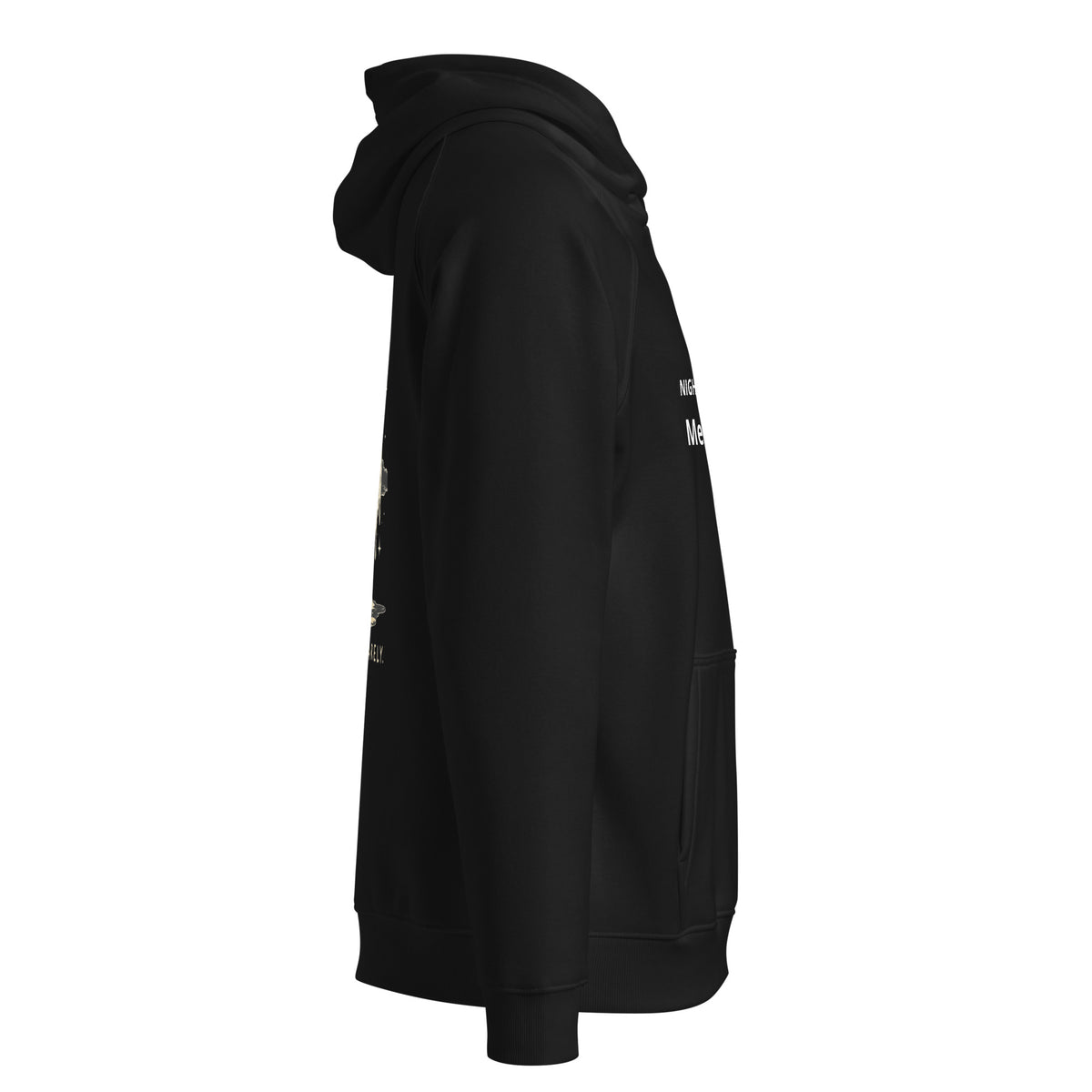 Black Melting Moon eco raglan hoodie, right side view