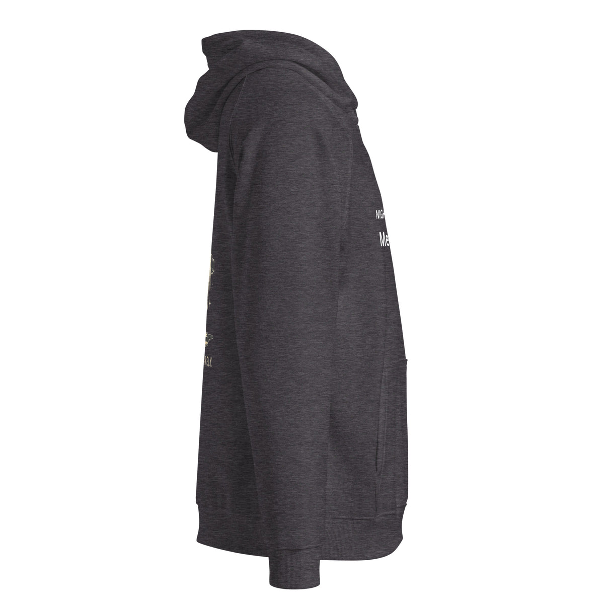 Charcoal melange Melting Moon eco raglan hoodie, right side view
